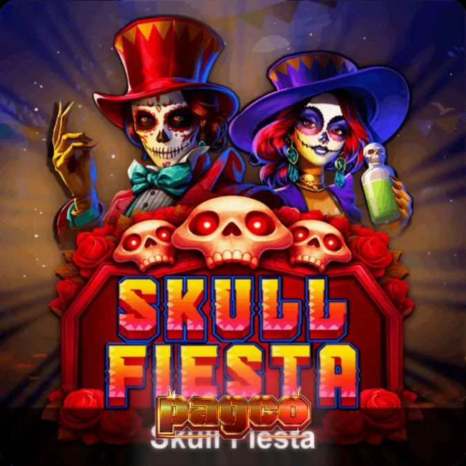 Makulay na disenyo ng Skull Fiesta slot na may temang Day of the Dead