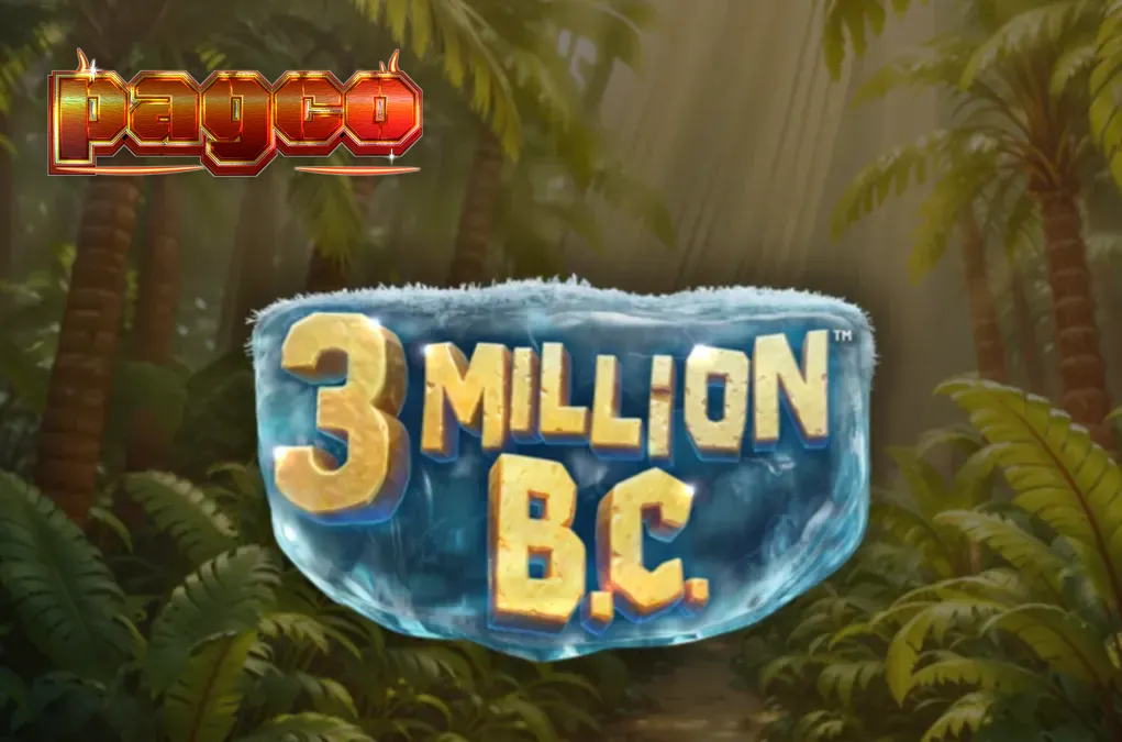 Makulay na prehistoric na tema ng 3 Million B.C. slot na may mga caveman at sabre-toothed tiger.